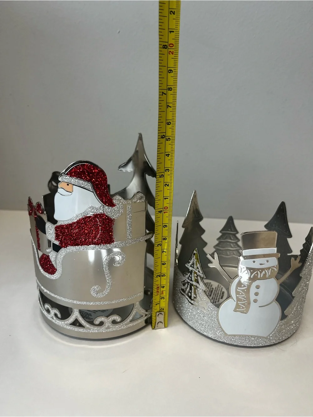 Bath & Body Works Christmas 3-Wick Candle Holder Set Santa & Snowman